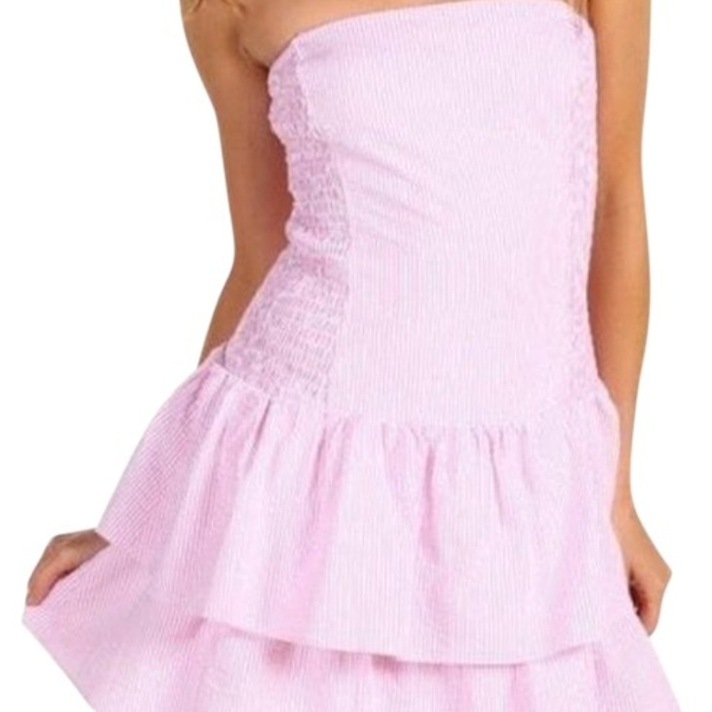 Lilly Pulitzer Pink/White Seersucker Elinor Dress